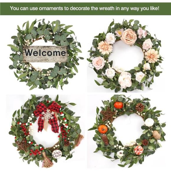 Eucalyptus Wreath for Front Door Spring Wreath for Farmhouse Front - Picture 6 of 7